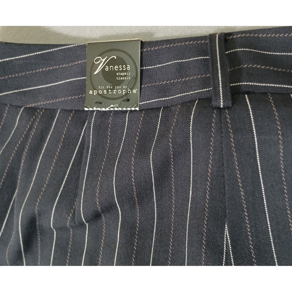 Apostrophe Womens‎ Vanessa Navy Pinstripe Wide Straight Leg Dress Pants Size 6 - Picture 13 of 14